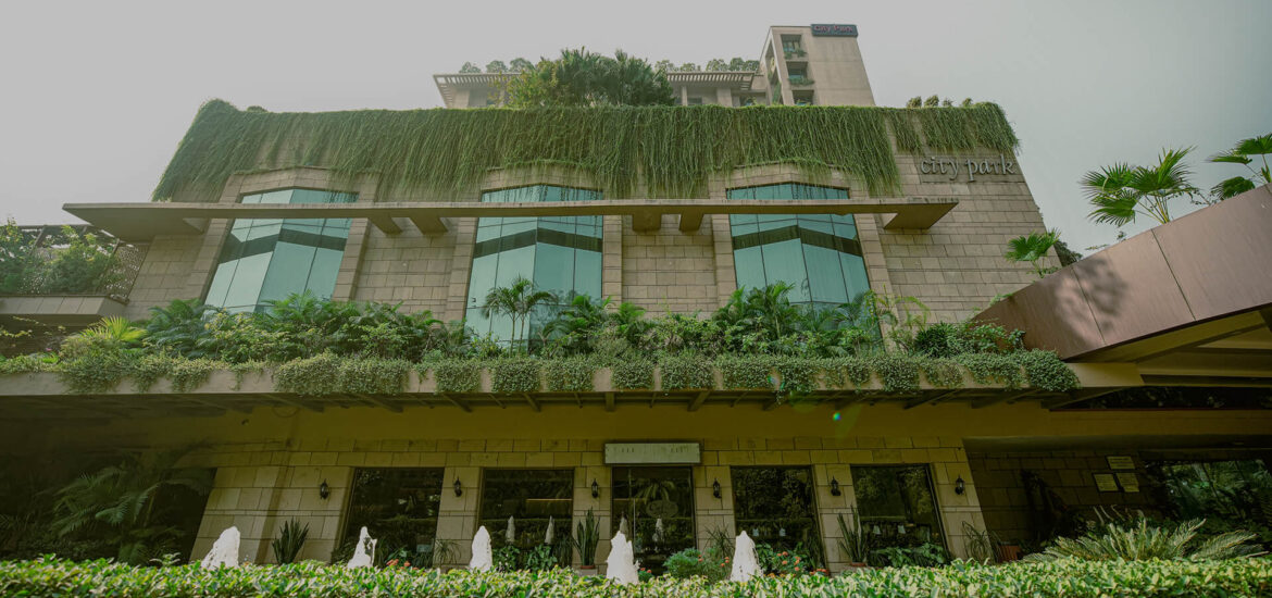 Front View of City Park Hotel. Five star hotels at delhi
